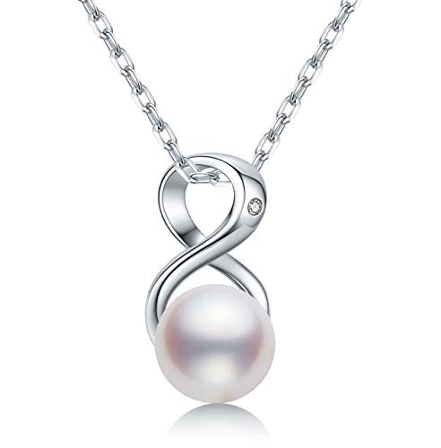 Gifts for Aunt , Single Pearl Necklace - 925 Sterling Silver White Pearl