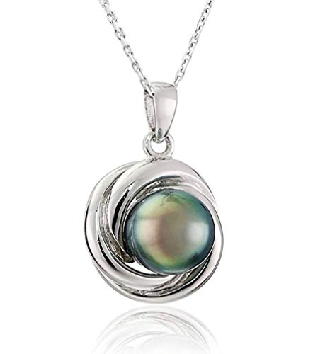 CHAULRI Love Knot Tahitian Black Pearl Pendant Necklace