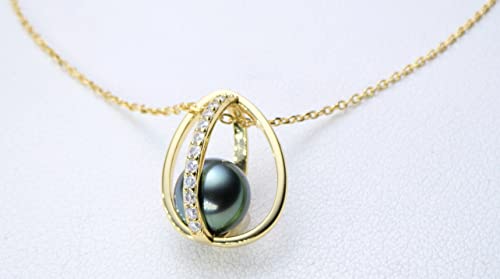 CHAULRI Drop of Love Tahitian Black Pearl Necklace w/ Moissanite and A