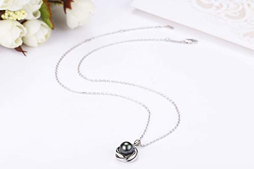 CHAULRI Love Knot Tahitian Black Pearl Pendant Necklace