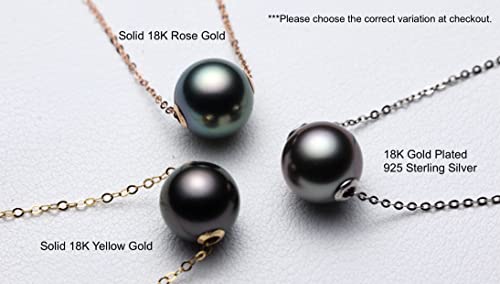 14KT Yellow Gold Floating Black Pearl 2024 Necklace 15.75