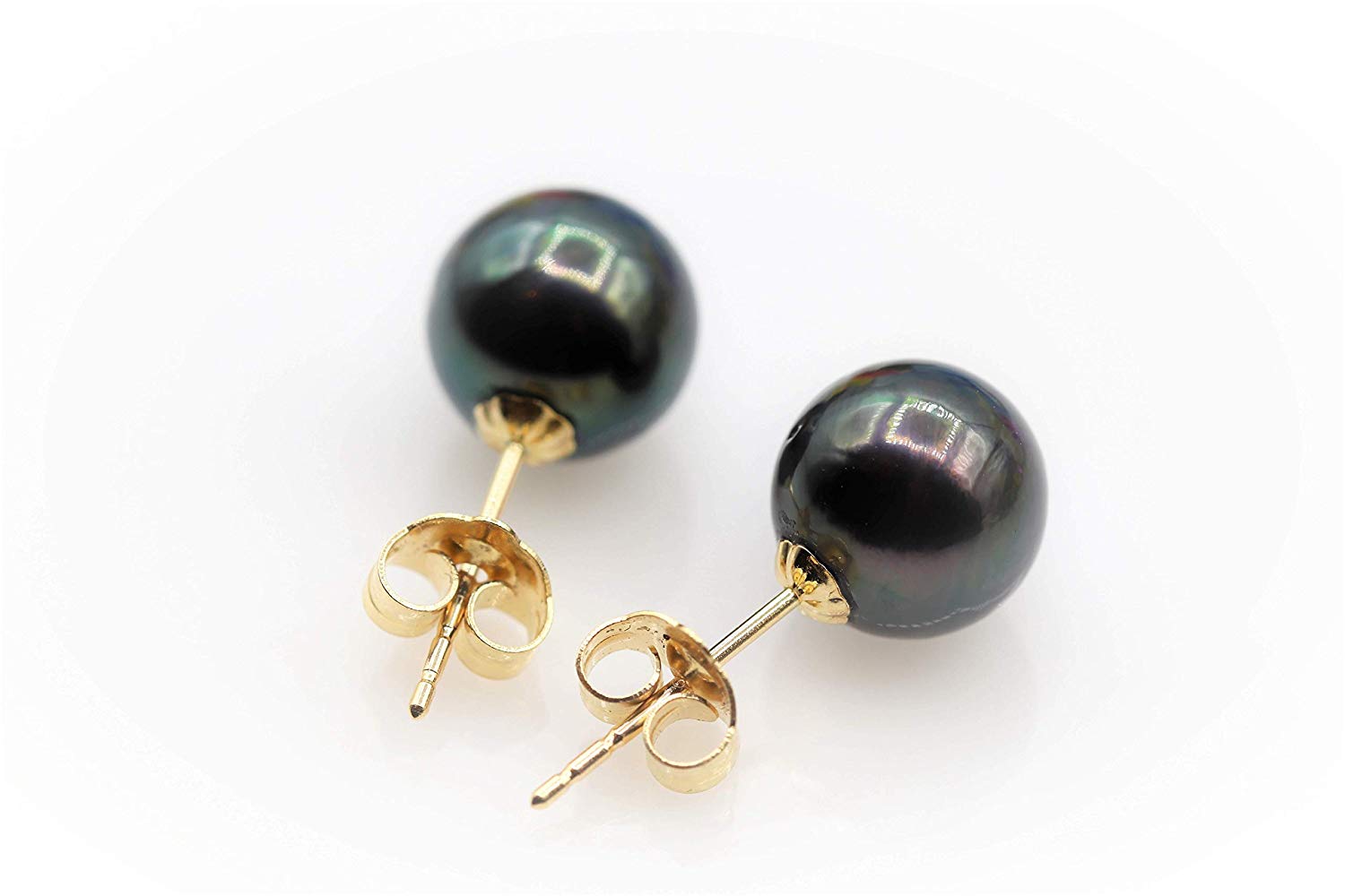 Flawless Authentic Tahitian Black Pearls Stud Earrings hotsell 18K Gold